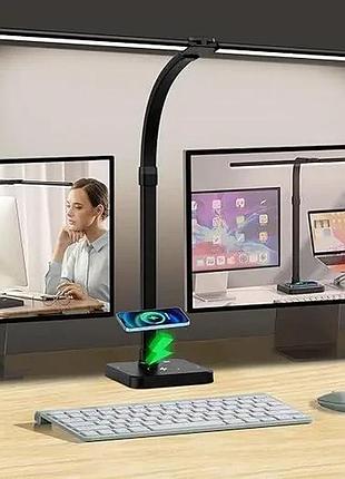 Настільна лампа з бездротовим заряджанням 80 вт tantu double arms shadowless lamp подвійна настільна лампа, 5 режимів
