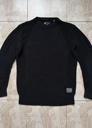 Свитер vintage y2k hype g-star raw 3d biker knit sweater xl black ribbed moto crewneck