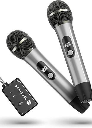 2 шт. беспроводной микрофон echomussy wireless microphone union аккумуляторные ручные микрофоны с приемником