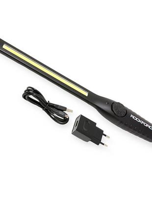 Фонарь инспекционный 6w cob, 410 lumen, акб li-ion 2500 мач, mini usb, магн. шарнир, регул. яркости rock force