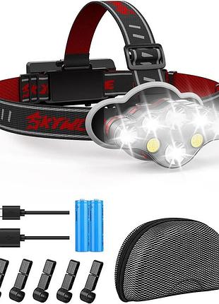 Налобный светодиодный фонарь headlight v8000 e-s marter аккумуляторный фонарик с 8 режимами работы