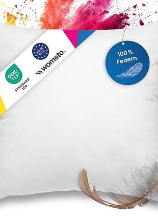 Подушка 60x60 см з наповненням зі 100% пера oeko-tex подушка з бавовняним чохлом