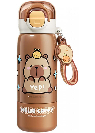 Термос для детей 380 мл cruhre hello cappy ch-8220 портативный детский термос с трубочкой и брелком