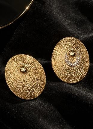 Золоті масивні сережки сюрреалізм позолота 18k найвища якість small nipples