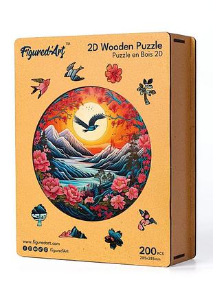 Деревянный пазл figured’art 2d wooden puzzle hnwp334 2d пазл горный пейзаж на закате на 200 деталей