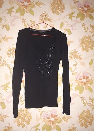 Чорна кофта світер з паєдками guess, розмір м, наш 44