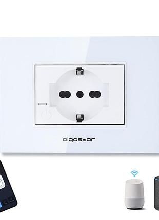Умная настенная розетка aigostar smart wall socket с wi-fi, schuko socket, совместимая с alexa, google home