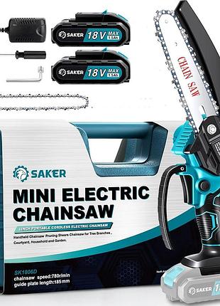 Мінібензопила saker mini chainsaw зі змінними акумуляторами для обрізання гілок і догляду за садом