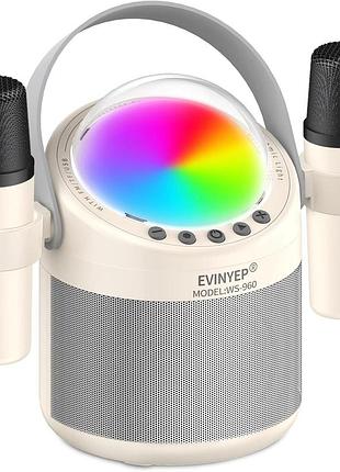 Портативна караокемашина 15 вт evinyep wireless speaker ws-960 мініколонка з led-підсвіткою і 2 мікрофонами