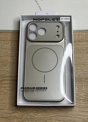 Чохол на iphone 17 pro max сірий з магнітом магсейф та лінзами nofelet matte