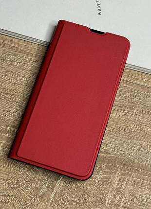 Кожаный чехол книжка на samsung galaxy s24 красного цвета leather design