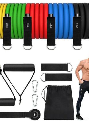Набір із 5 еластичних стрічок jateka fitness elastics комплект еластичних еспандерів для занять у залі