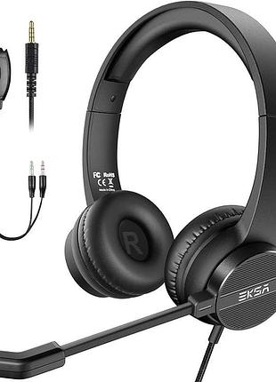 Компьютерная гарнитура с микрофоном eksa h12 проводные наушники crystal sound 3,5 мм с регулировкой громкости