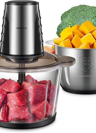 Електричний подрібнювач із мідним мотором 500 вт reemix mc02 кухонні комбайни з 2 великими чашами