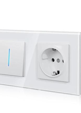 Выключатель с розеткой со стеклянной панелью 16 а bseed switch & socket - echo series блок розетки + выключатель света