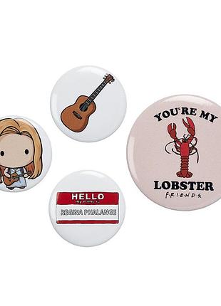 4 шт. набор значков friends button badge set ftb0009 коллекционные значки на булавке в стиле фиби из сериала друзья
