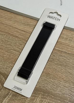 Черный металлический ремешок для часов 20 мм, миланская петля milanese loop