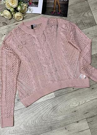 Оверсайз джемпер-сетка, ажурная кофта-паутинка h&m, р.s-m