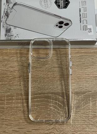 Чохол на iphone 15 прозорий з tpu бортиками, ударостійкий anti-drop