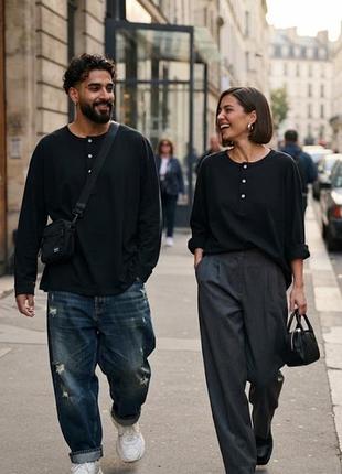 Базовый черный лонгслив c&amp;a unisex оверсайз размер xxl