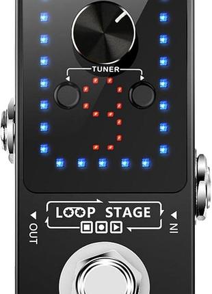 Гитарная педаль lakato mini pedal педаль тюнер для гитары с функцией синхронизации 9 циклов до 40 минут записи