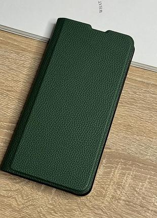Шкіряний чохол книжка на samsung galaxy a36 темно-зеленого кольору leather design