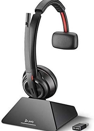 Беспроводная гарнитура poly savi 8210 uc офисная моногарнитура с микрофоном, зарядной станцией