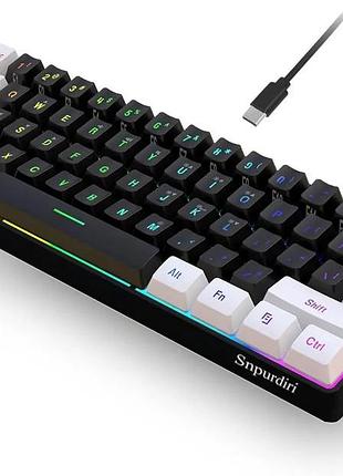 Дротова ігрова клавіатура snpurdiri v800 60% мініклавіатура з підсвіткою rgb, 61 клавіша
