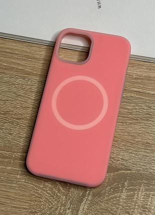 Чехол для iphone 12 pro max с magsafe, силикон с мягкой подкладкой silicone case matte neon 3. рожевий