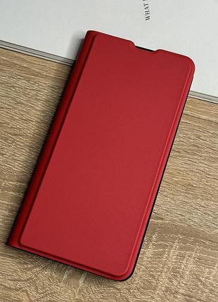 Кожаный чехол книжка на samsung galaxy a54 красного цвета leather design