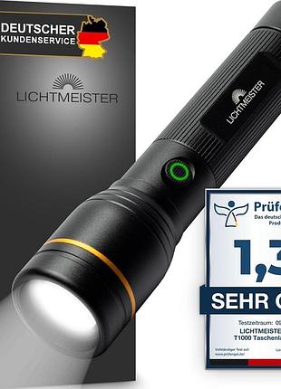 Светодиодный ручной фонарик lichtmeister all-round 1000lm яркий перезаряжаемый светодиодный фонарик