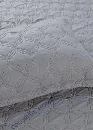 Эстетическое коттоновое покрывало евро размера 210х230 см стеганое комплект в сумке с 2 наволочками