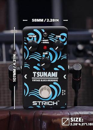 Гитарная педаль перегруза strich tsunami overdrive педаль с регулировкой для электрогитары 5