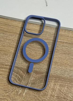 Чохол на iphone 14 pro max з magsafe прозорий ударостійкий tpu anti-drop 6. блакитний