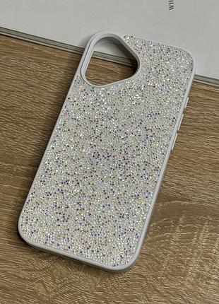 Чохол для iphone 17, білий зі стразами tpu swarovski з блиском