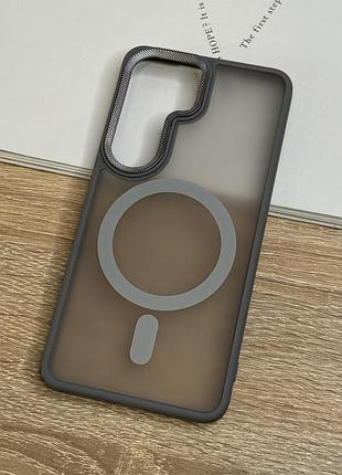 Чохол на samsung galaxy s26 сірий з магнітом магсейф антиковзні кнопки matte corrugated