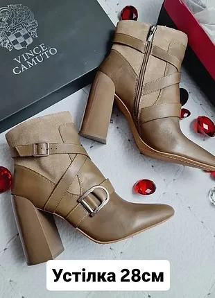 Vince camuto оригінал світло-коричневі шкіряні  жіночі ботильони черевики великого розміру на підборах