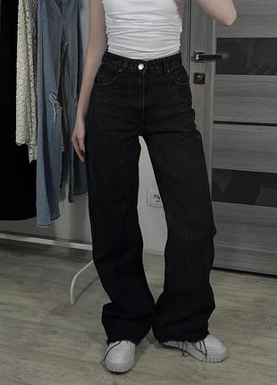 Джинсы с необработанным низом wide leg stradivarius