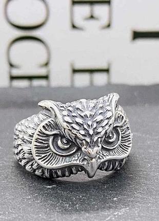 Кольцо сова серебристая