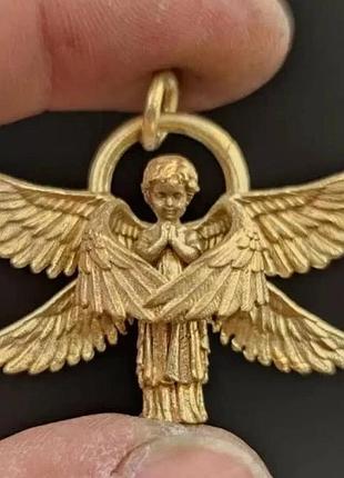Підвіска кулон ангел з ланцюжком золотиста