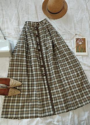 Вінтажна довга спідниця в клітинку meico landhaus look, 100% бавовна, розм. м (40)