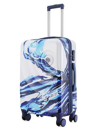 Чемодан semi line 24" (m) белый/синий print (t5653-2), для самолета, поезда и автобуса, для ручной клади, для семейных путешествий