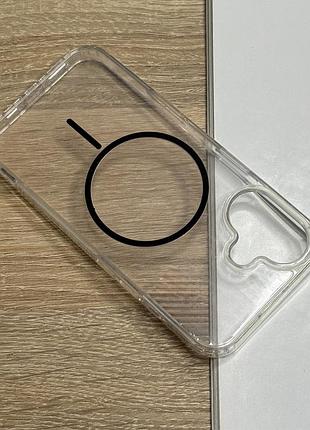 Прозорий чохол на iphone 16 ударозахищений магнітний magsafe crystal black thin