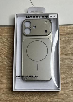 Чохол на iphone 17 сірий з магнітом магсейф та лінзами nofelet matte