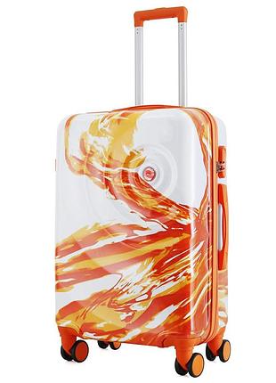 Чемодан semi line 24" (m) белый/оранжевый print (t5655-2), для перевозки багажа и личных вещей, для организованной упаковки вещей