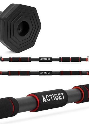 Турнік розсувний actiget 82-130 см act0166 black/red, для силових тренувань, для дому та спортзалу, для розвитку сили