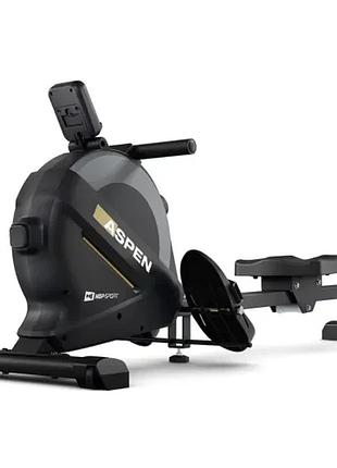 Гребной тренажер hop-sport hs-080r aspen магнитный черно-золотистый для кардио, спины, рук, ног и тренировки всего тела