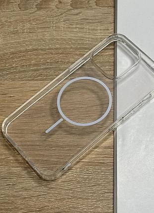 Чехол для iphone 13 pro max прозрачный ударозащищенный магнитный magsafe crystal white thin