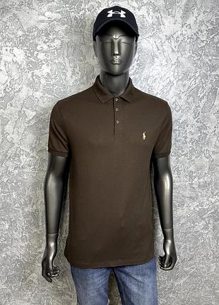 Polo ralph lauren slim fit поло футболка l размер коричневая