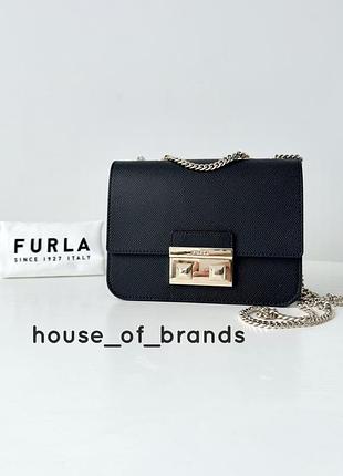 Furla bella mini crossbody жіноча брендова шкіряна чорна сумка оригінал сумочка кросбоді фурла на подарунок дружині дівчині женская кожаная оригинал
